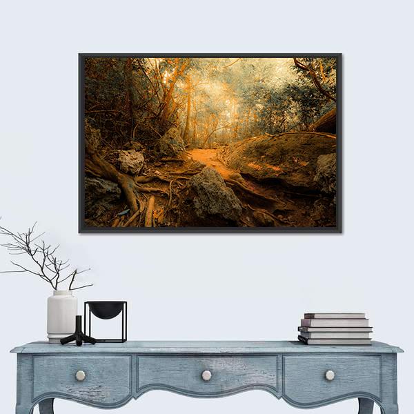 Tropical Jungle Forest Canvas Wall Art-5 Horizontal-Gallery Wrap-22&quot; x 12&quot;-Tiaracle