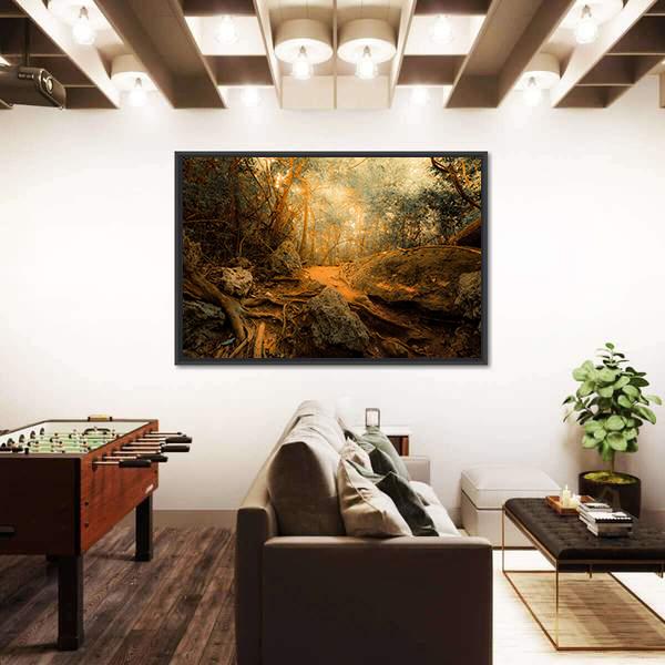 Tropical Jungle Forest Canvas Wall Art-5 Horizontal-Gallery Wrap-22&quot; x 12&quot;-Tiaracle