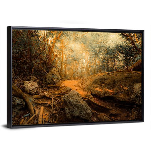 Tropical Jungle Forest Canvas Wall Art-5 Horizontal-Gallery Wrap-22&quot; x 12&quot;-Tiaracle