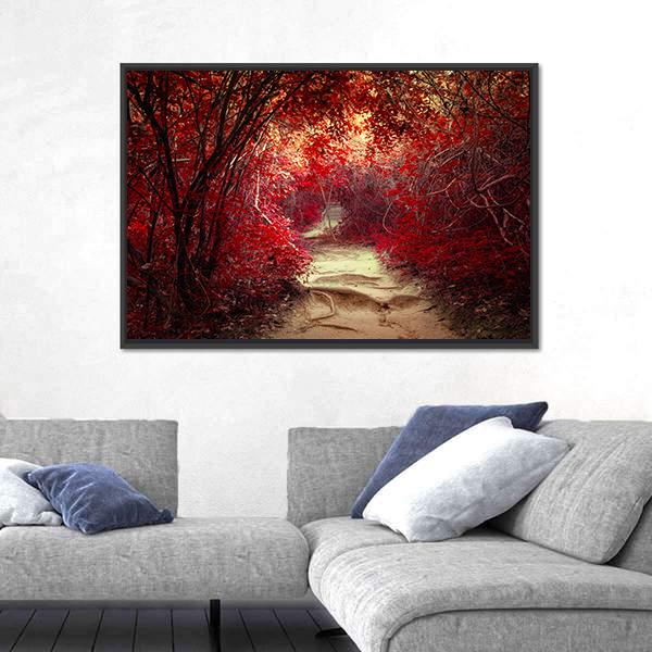 Pathway Through Tropical Jungle Canvas Wall Art-1 Piece-Floating Frame-24&quot; x 16&quot;-Tiaracle