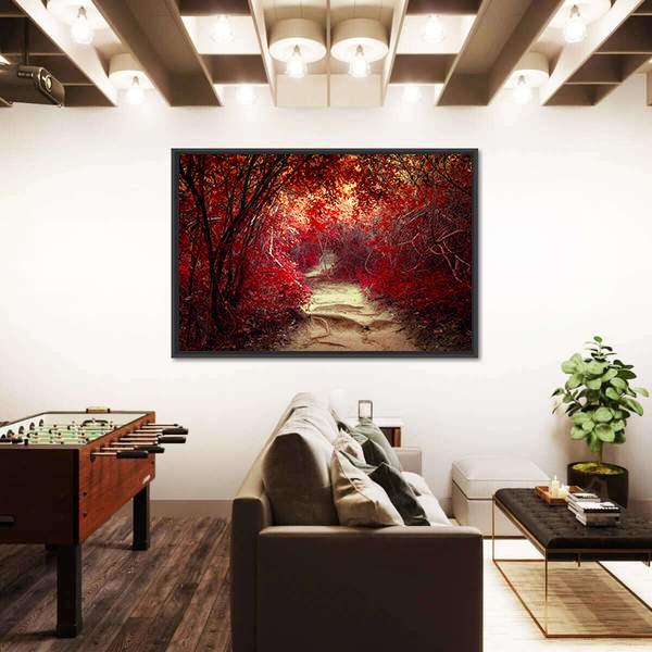 Tropical Jungle Forest With Tunnel And Path Way Through Lush Canvas Wall Art-5 Horizontal-Gallery Wrap-22" x 12"-Tiaracle