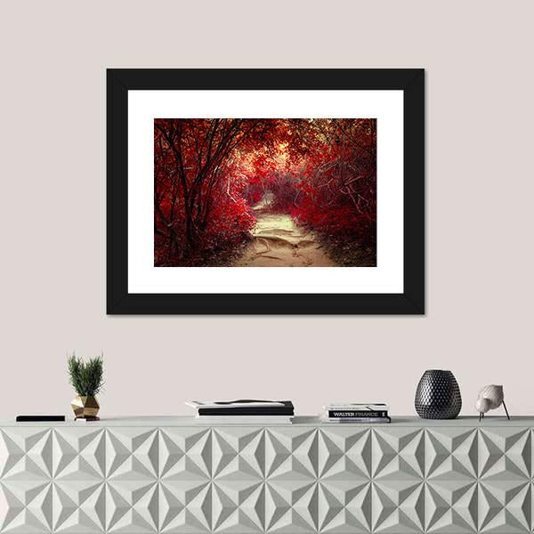 Tropical Jungle Forest With Tunnel And Path Way Through Lush Canvas Wall Art-5 Horizontal-Gallery Wrap-22" x 12"-Tiaracle