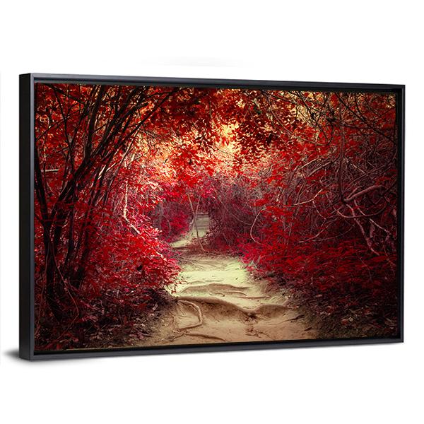 Tropical Jungle Forest With Tunnel And Path Way Through Lush Canvas Wall Art-5 Horizontal-Gallery Wrap-22" x 12"-Tiaracle