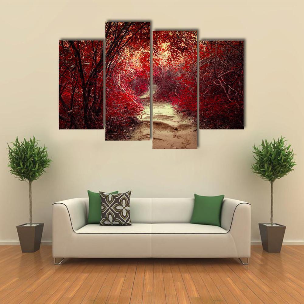 Pathway Through Tropical Jungle Canvas Wall Art-4 Pop-Gallery Wrap-50" x 32"-Tiaracle