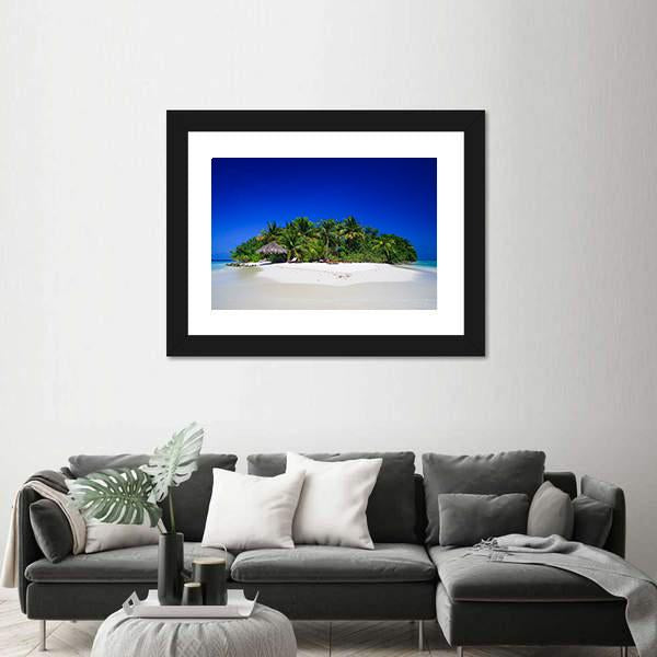Tropical Paradise At Maldives Canvas Wall Art-1 Piece-Framed Print-20" x 16"-Tiaracle