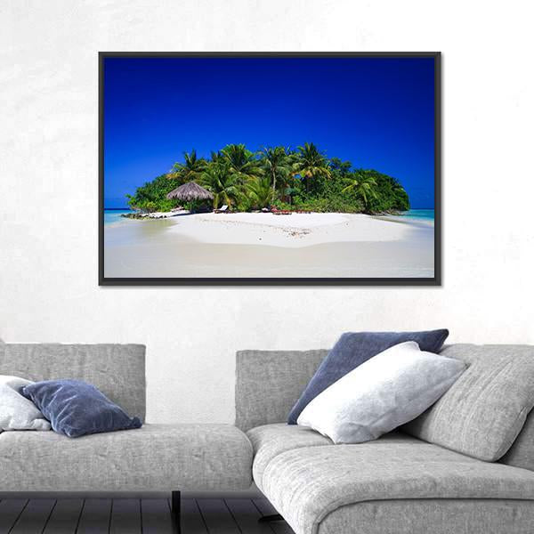 Tropical Paradise At Maldives Canvas Wall Art-1 Piece-Floating Frame-24" x 16"-Tiaracle
