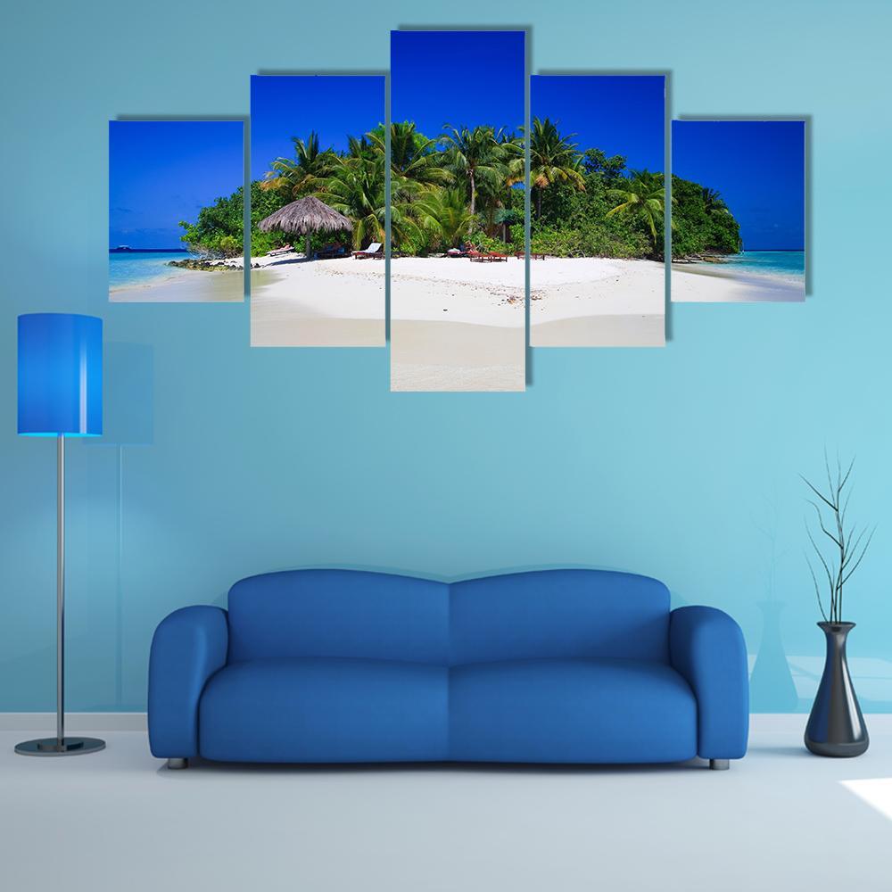Tropical Paradise At Maldives Canvas Wall Art-4 Pop-Gallery Wrap-50" x 32"-Tiaracle