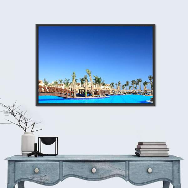 Tropical Park And Pool Morocco Canvas Wall Art-3 Horizontal-Gallery Wrap-25" x 16"-Tiaracle