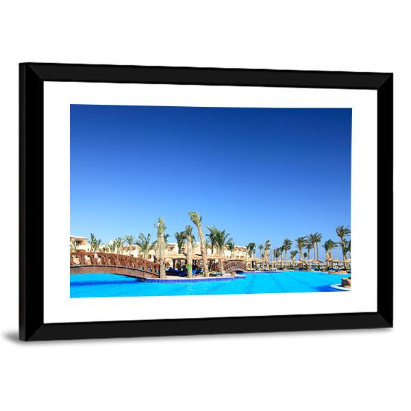 Tropical Park And Pool Morocco Canvas Wall Art-3 Horizontal-Gallery Wrap-25" x 16"-Tiaracle