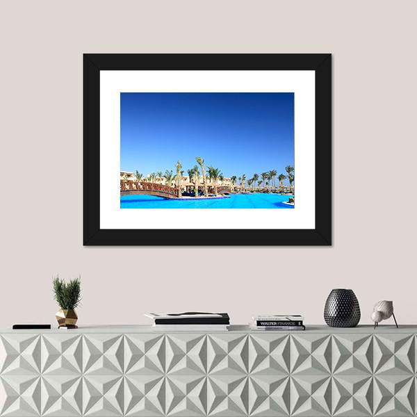 Tropical Park And Pool Morocco Canvas Wall Art-3 Horizontal-Gallery Wrap-25" x 16"-Tiaracle