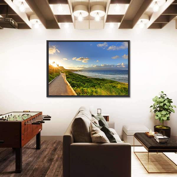 Tropical Path Near The Beach Canvas Wall Art-5 Horizontal-Gallery Wrap-22" x 12"-Tiaracle