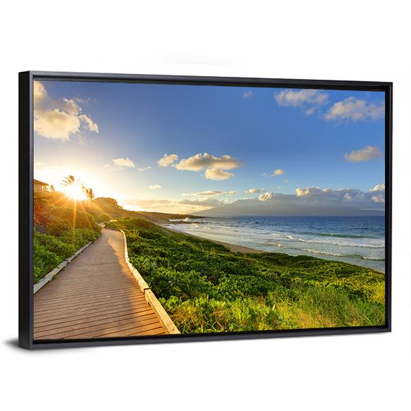 Tropical Path Near The Beach Canvas Wall Art-5 Horizontal-Gallery Wrap-22" x 12"-Tiaracle