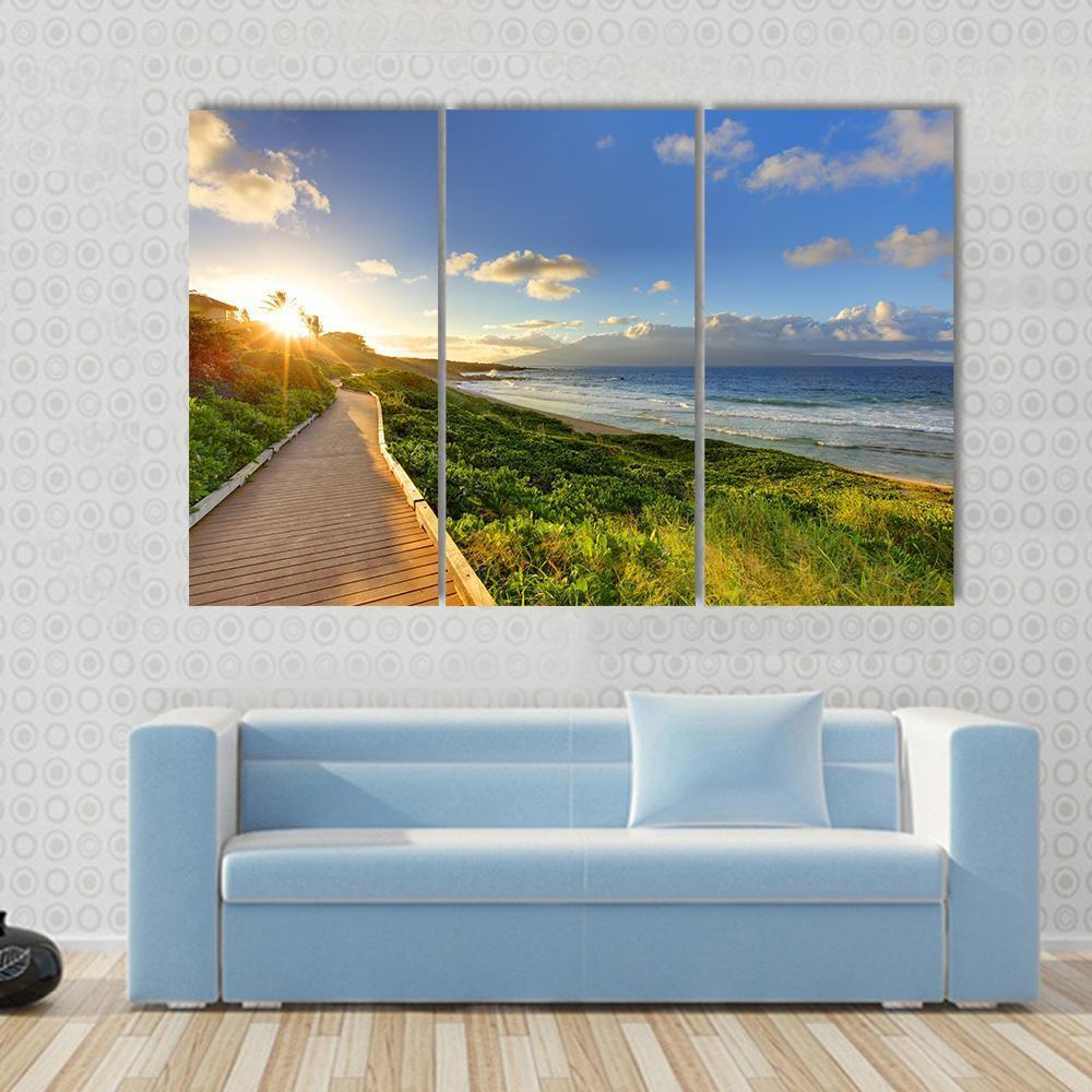 Tropical Path Near The Beach Maui Hawaii Canvas Wall Art-3 Horizontal-Gallery Wrap-37" x 24"-Tiaracle