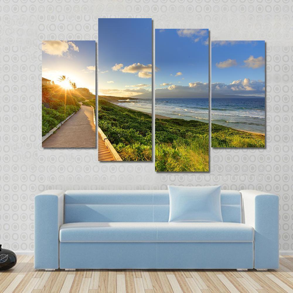 Tropical Path Near The Beach Maui Hawaii Canvas Wall Art-4 Pop-Gallery Wrap-50" x 32"-Tiaracle