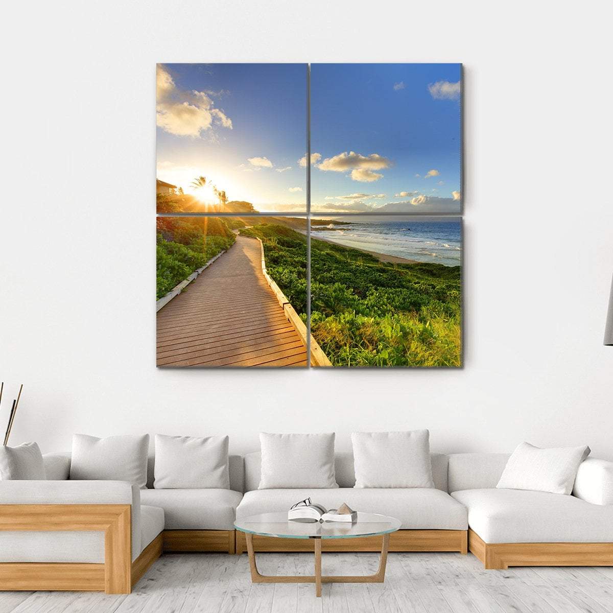 Tropical Path Near The Beach Canvas Wall Art-4 Square-Gallery Wrap-17" x 17"-Tiaracle