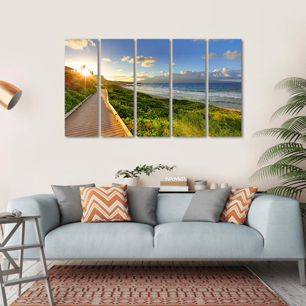 Tropical Path Near The Beach Canvas Wall Art-5 Horizontal-Gallery Wrap-22" x 12"-Tiaracle