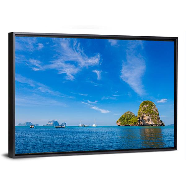 Tropical Phra Nang Railay Beach Canvas Wall Art-3 Horizontal-Gallery Wrap-25" x 16"-Tiaracle