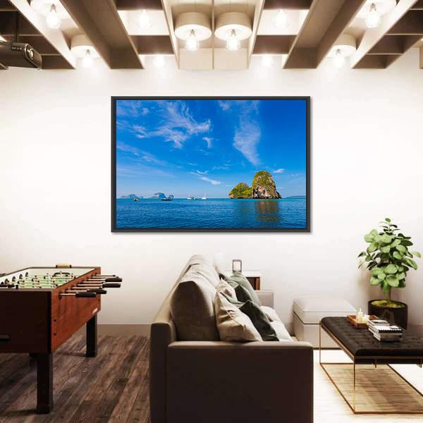 Tropical Phra Nang Railay Beach Canvas Wall Art-3 Horizontal-Gallery Wrap-25" x 16"-Tiaracle
