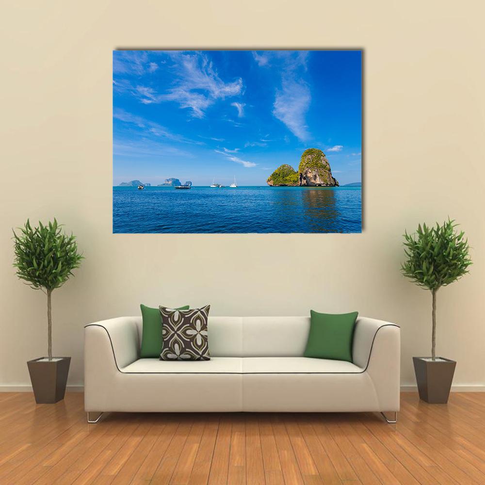 Tropical Phra Nang Railay Beach Canvas Wall Art-1 Piece-Gallery Wrap-48" x 32"-Tiaracle