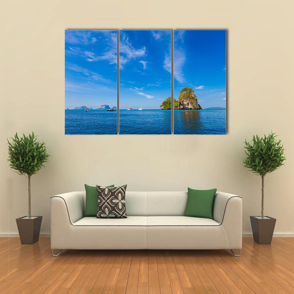 Tropical Phra Nang Railay Beach Canvas Wall Art-3 Horizontal-Gallery Wrap-37" x 24"-Tiaracle