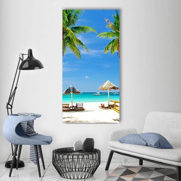 Tropical Relax Beach Vertical Canvas Wall Art-1 Vertical-Gallery Wrap-12" x 24"-Tiaracle