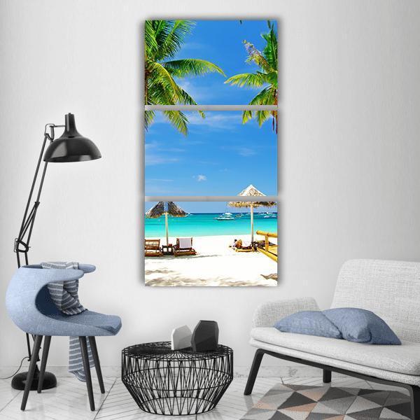 Tropical Relax Beach Vertical Canvas Wall Art-3 Vertical-Gallery Wrap-12" x 25"-Tiaracle