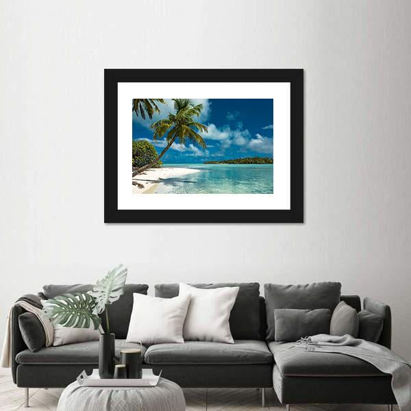 Tropical Sandy Beach Canvas Wall Art-1 Piece-Framed Print-20" x 16"-Tiaracle