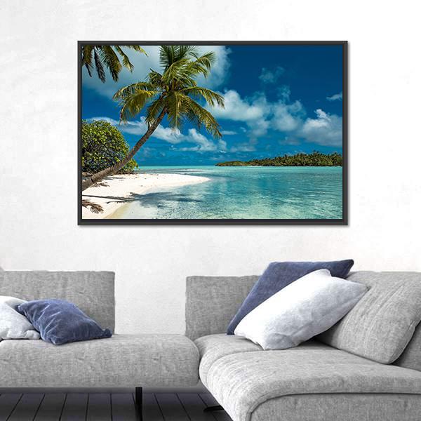 Tropical Sandy Beach Canvas Wall Art-1 Piece-Floating Frame-24" x 16"-Tiaracle