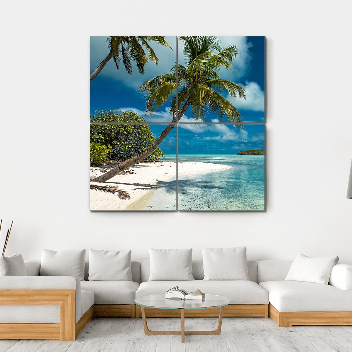 Tropical Sandy Beach Canvas Wall Art-4 Square-Gallery Wrap-17" x 17"-Tiaracle