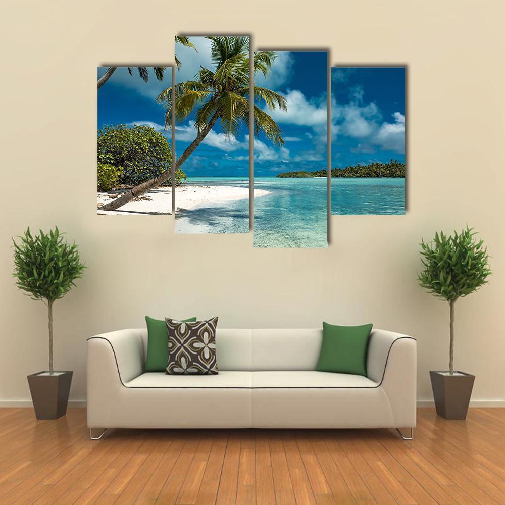 Tropical Sandy Beach Canvas Wall Art-4 Pop-Gallery Wrap-50" x 32"-Tiaracle