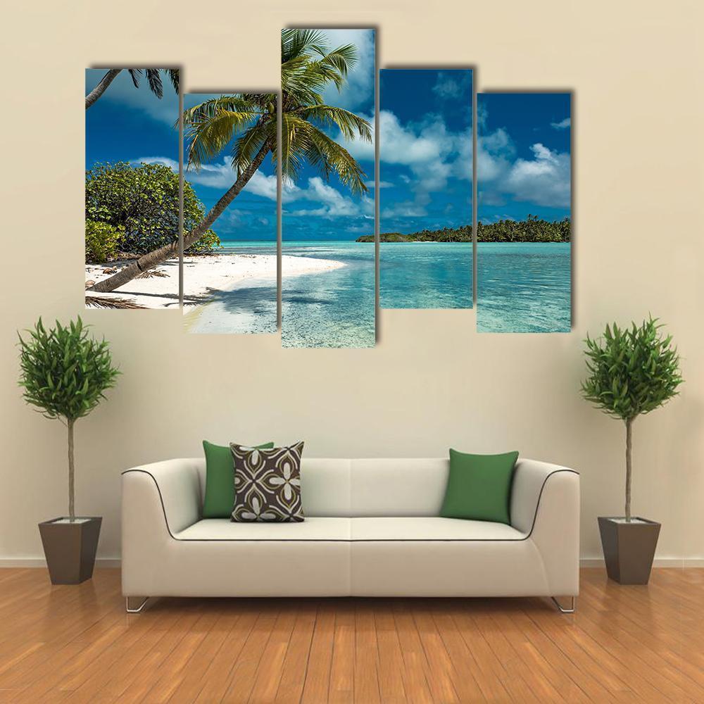 Tropical Sandy Beach Canvas Wall Art-5 Pop-Gallery Wrap-47" x 32"-Tiaracle