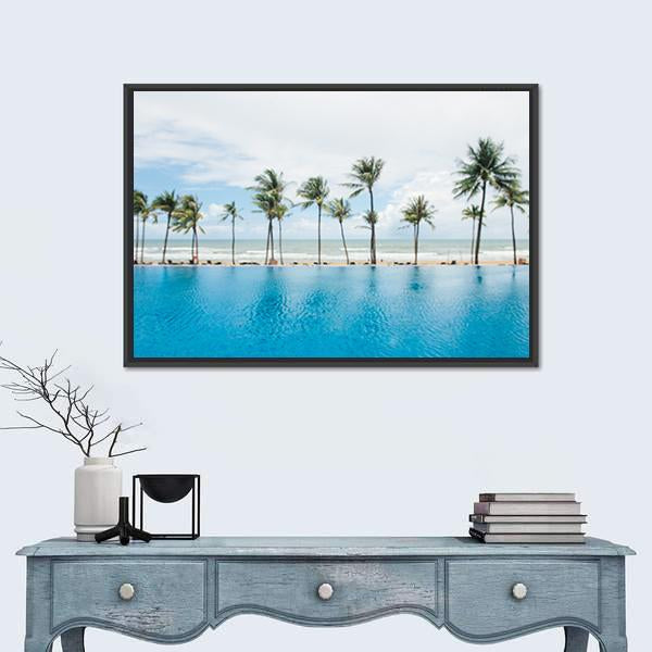 Tropical Sea And Coconut Trees On Beach Canvas Wall Art-3 Horizontal-Gallery Wrap-25" x 16"-Tiaracle