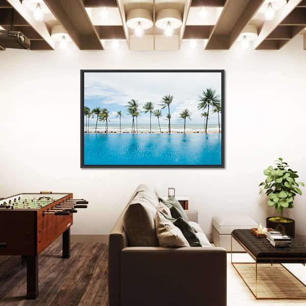 Tropical Sea And Coconut Trees On Beach Canvas Wall Art-3 Horizontal-Gallery Wrap-25" x 16"-Tiaracle