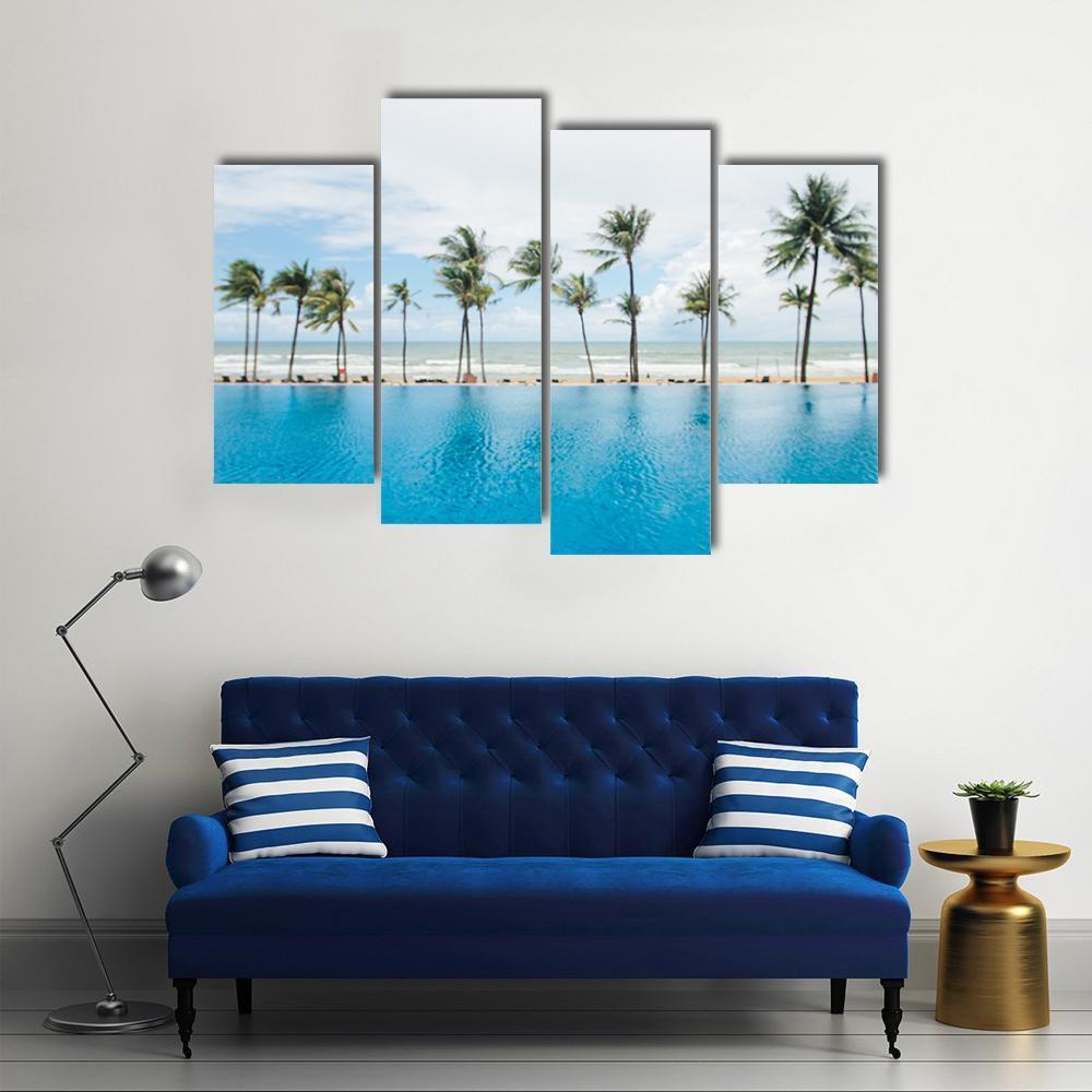 Tropical Sea And Coconut Trees On Beach Canvas Wall Art-4 Pop-Gallery Wrap-50" x 32"-Tiaracle