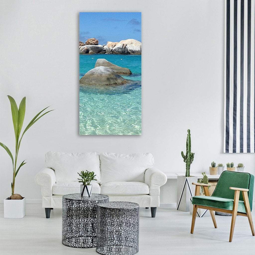 Tropical Summer Vacation On Sea Vertical Canvas Wall Art-1 Vertical-Gallery Wrap-12" x 24"-Tiaracle