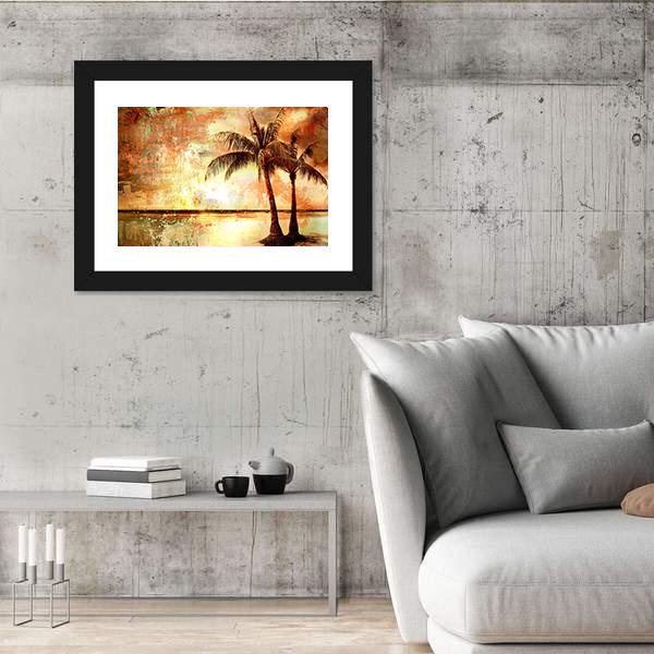 Tropical Sunset Artwork Canvas Wall Art-5 Horizontal-Gallery Wrap-22" x 12"-Tiaracle