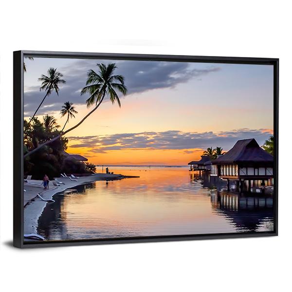 Tropical Sunset At Moorea Canvas Wall Art-3 Horizontal-Gallery Wrap-25" x 16"-Tiaracle