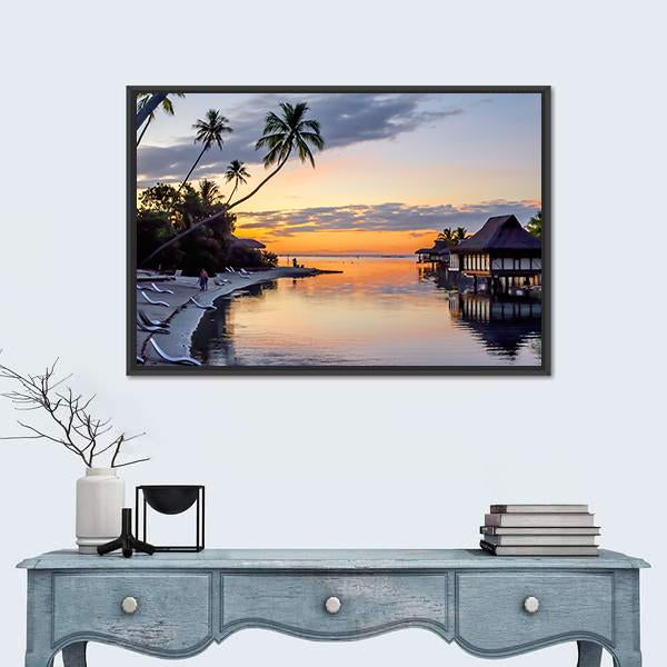 Tropical Sunset At Moorea Canvas Wall Art-3 Horizontal-Gallery Wrap-25" x 16"-Tiaracle