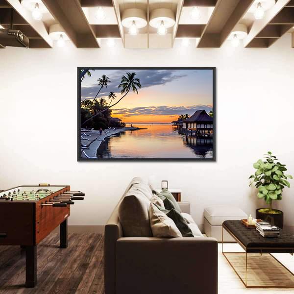 Tropical Sunset At Moorea Canvas Wall Art-3 Horizontal-Gallery Wrap-25" x 16"-Tiaracle