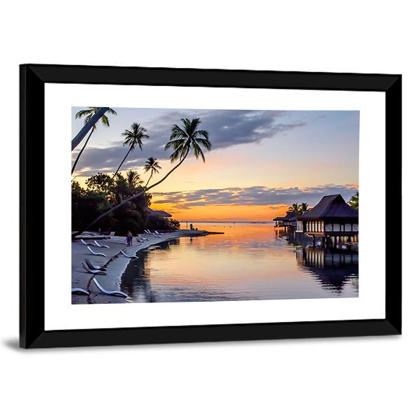 Tropical Sunset At Moorea Canvas Wall Art-3 Horizontal-Gallery Wrap-25" x 16"-Tiaracle