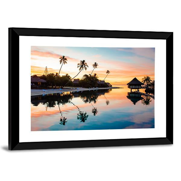 Tropical Sunset at Moorea French Canvas Wall Art-3 Horizontal-Gallery Wrap-25" x 16"-Tiaracle