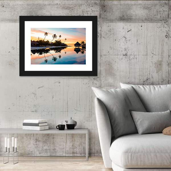 Tropical Sunset at Moorea French Panoramic Canvas Wall Art-1 Piece-36" x 12"-Tiaracle