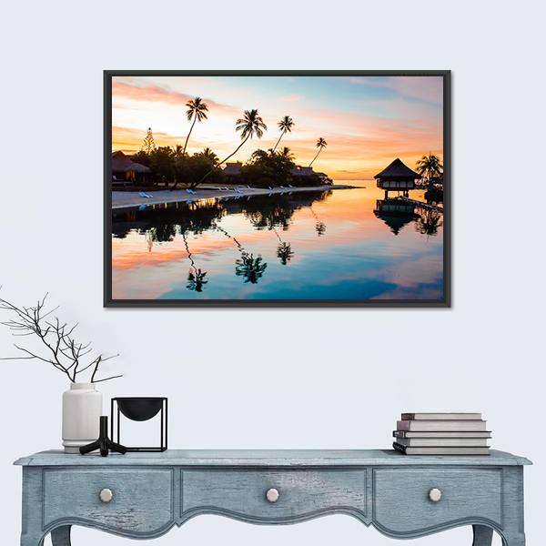 Tropical Sunset at Moorea French Panoramic Canvas Wall Art-1 Piece-36" x 12"-Tiaracle