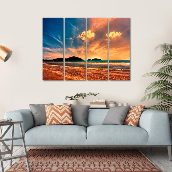 Tropical Sunset On The Beach Of Hainan Island Canvas Wall Art-4 Horizontal-Gallery Wrap-34" x 24"-Tiaracle