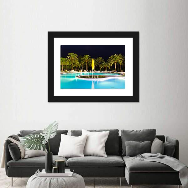 Tropical Swimming Pool Canvas Wall Art-1 Piece-Framed Print-20" x 16"-Tiaracle