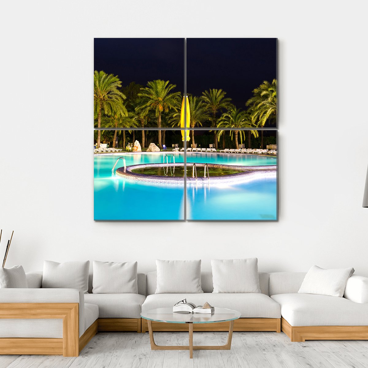 Tropical Swimming Pool Canvas Wall Art-4 Square-Gallery Wrap-17" x 17"-Tiaracle