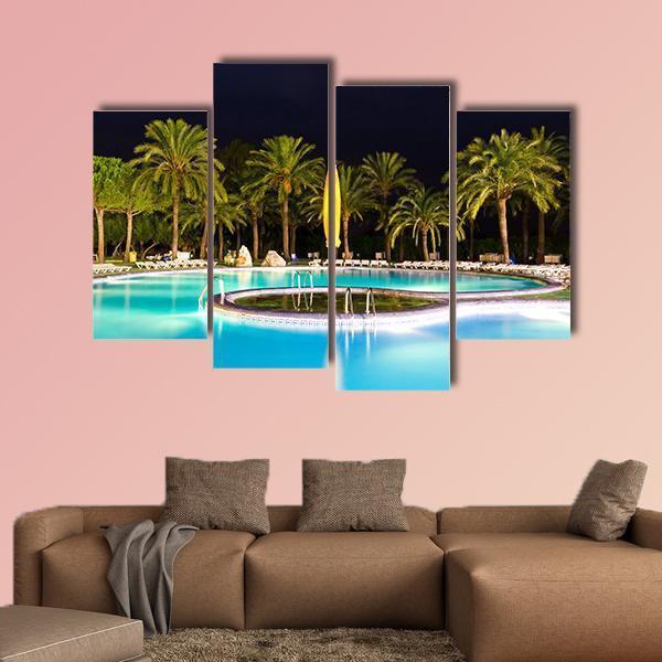 Tropical Swimming Pool Canvas Wall Art-4 Pop-Gallery Wrap-50" x 32"-Tiaracle