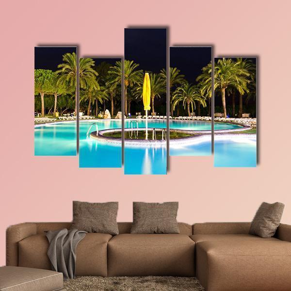 Tropical Swimming Pool Canvas Wall Art-5 Pop-Gallery Wrap-47" x 32"-Tiaracle