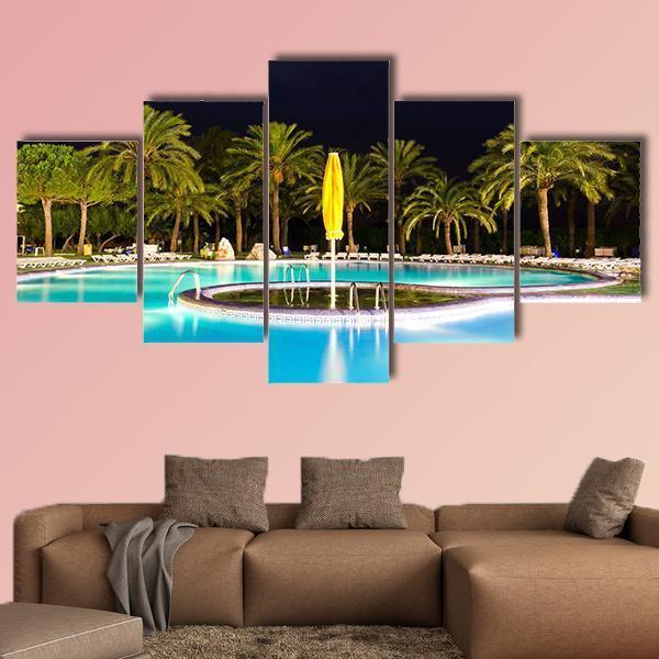 Tropical Swimming Pool Canvas Wall Art-5 Pop-Gallery Wrap-47" x 32"-Tiaracle