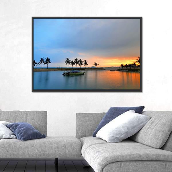 Tropical Trees In Formation And Wonder Reflections Canvas Wall Art-1 Piece-Floating Frame-24" x 16"-Tiaracle